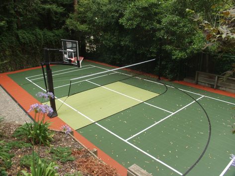 Backyard Sport Court, Backyard Tennis Court, Backyard Basketball Court, Tennis Court Backyard, Outdoor Sports Court, Backyard Court, Home Basketball Court, Basketball Court Backyard, Backyard Sports