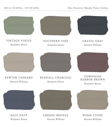 Our Favorite Moody Paint Colors | Bria Hammel Interiors Moody Color Palette Kitchen, Small Moody Home Library, Terrain Sw Paint, Moody Living Room Paint Color Ideas, Dark Warm Paint Colors, Dark And Moody Home Office, Moody Mediterranean Interior, Warm Moody Living Room, English Country Paint Colors