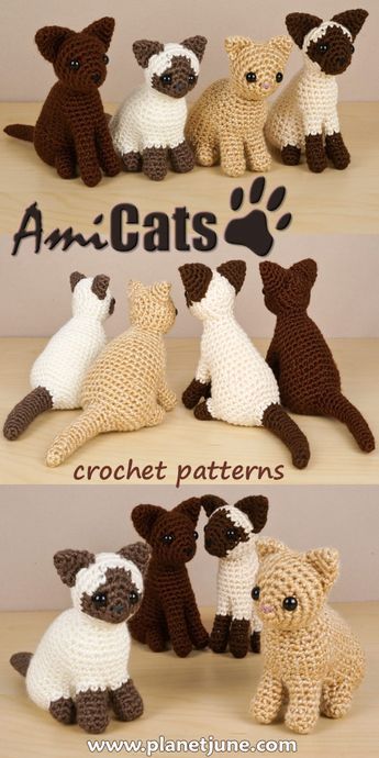 Himalayan Persian, Kat Haken, Crochet Cats, Crocheted Animals, Cat Crochet, Confection Au Crochet, Crochet Cat Pattern, Crochet Simple, Haken Baby