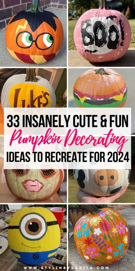 pumpkin decorating ideas Pumpkin Pai Ting Ideas, Prek Pumpkin Decorating, Pumpkin Cow Painting, Kids Pumpkin Decorating Ideas, Color Pumpkins Ideas, Painted Pumpkins Ideas For Kids, Candy Corn Pumpkin Painting, Kids Painted Pumpkin Ideas, How To Decorate A Pumpkin