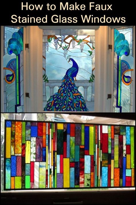 Stained Glass Diy Tutorials, Window Art Diy, Faux Stained Glass Window, Painted Window Art, Painting On Glass Windows, Stain Glass Window Art, Diy Stained Glass Window, Glass Painting Patterns, Window Crafts