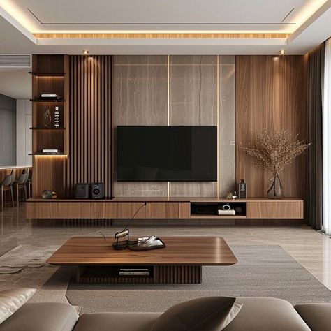 Accent Decor Ideas Living Room, Living Room Tv Unit Designs Modern Luxury, Tv Hall Interior Design, Tv Unit Panelling Design, Tv Cabinet Design For Living Room Luxury, Modern Tv Cabinet Design For Living Room, Wall Tv Cabinet Design, Office Tv Wall Design, Tv Wall Decor Luxury