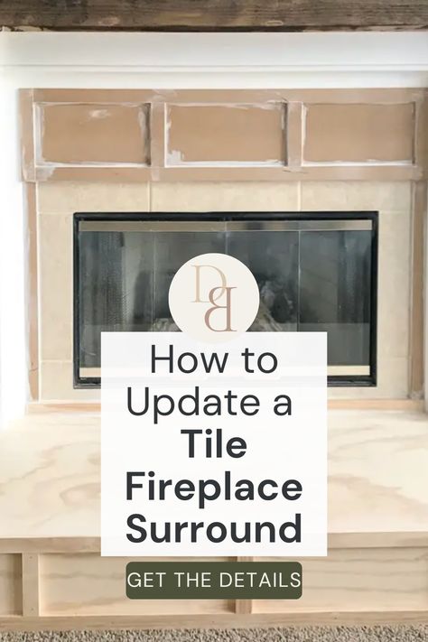 Want to update a builder's grade fireplace? In this post, I'll show you how to bring a tile surround fireplace up to date. Such an easy DIY with amazing results! Fireplace Fixer Upper, How To Redo Fireplace Mantle, Chimney Tile Fireplace Makeovers, Fireplace Facelift Tile, Retiling Fireplace Surround, How To Cover Up Tile On Fireplace, Tile To Brick Fireplace Makeover, Updating Gas Fireplace Surround, How To Update Fireplace