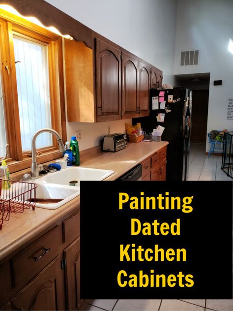 painting old kitchen cabinets Mid Century Modern Kitchen Painted Cabinets, Paint Old Cabinets Kitchen, Updating Old Cabinets, Paint Stained Cabinets, Painting Old Kitchen Cabinets, Dated Cabinets, Old Kitchen Cabinet Makeover, Old Style Kitchen, Cost Of Kitchen Cabinets