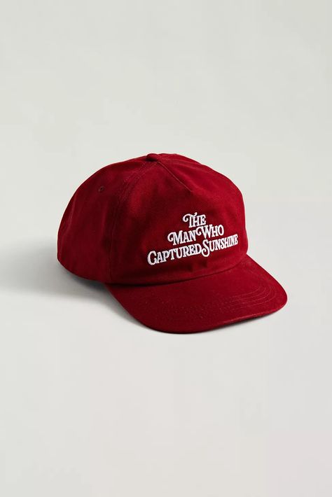 Classic paneled cap by The Man Who Captured Sunshine with embroidered text at the front. Fitted with an adjustable snap closure at the back. Contains affiliate link which may provide a small commission at no additional cost. Mad Cap, Minimal Shirt Design, Denzel Curry, Hat Ideas, Vintage Cap, Street Fashion Photography, Cool Hats, Cap Design, 로고 디자인