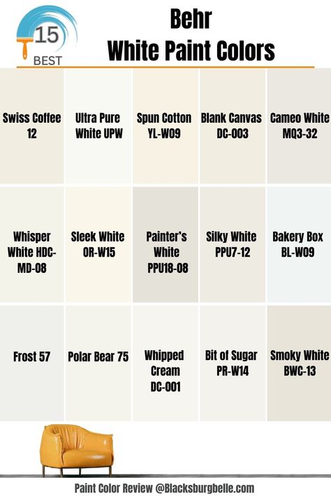 Behr Neutral Paint, Best Behr White, Behr White Paint Colors, Behr White Paint, White Paint Colors For Walls, Behr Neutral Paint Colors, Ivory Paint Color, Colors For Walls, Off White Paint Colors