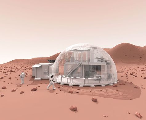 hi-seas rendering Mars Project, Mars Colony, Mars Exploration, Mauna Loa, Futurisme Retro, Mission To Mars, Life On Mars, Geodesic Dome, Space Architecture