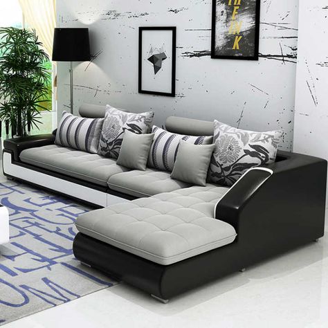 L Shaped Leather Sofa, L Shaped Sofa Designs, Steel Sofa, Shape Sofa, Luxury Sofa Design, Genuine Leather Sofa, Living Room Layout, L Shape Sofa, Corner Sofa Design