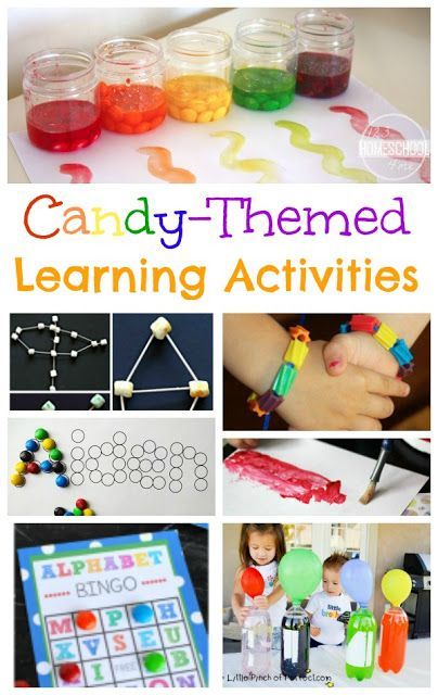 LOTS of Candy Themed Learning Activities! Perfect for making learning fun, using up extra Halloween candy, or celebrating National Candy Day November 4th. Ideas for preschool, prek, kindergarten, first grade, 2nd grade, 3rd grade, 4th grade, 5th grade, an Montessori, Candyland Stem Activities, Candyland Activities For Preschool, Candy Land Crafts For Kids, Candy Theme Crafts, Candyland Activities For Kids, Candy Land Crafts, Candyland Activities, Candy Activities For Kids