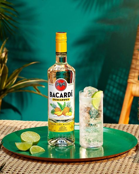 Pineapple & Lemon Lime Cocktail Recipe | Tropical Rum Drinks | BACARDÍ US Drinks With Bacardi Rum, Lime Cocktail Recipes, Sweet Mixed Drinks, Bacardi Drinks, Bacardi White Rum, Bacardi Cocktail, Pineapple Drink, Flavored Rum, Rum Recipes