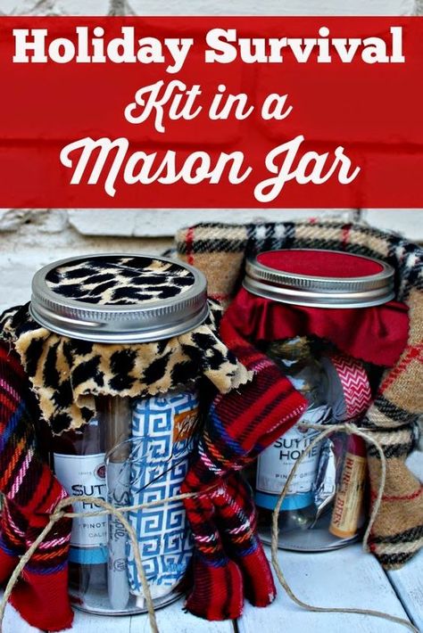 30 Christmas Gifts in a Jar - unOriginal Mom Holiday Survival Kit, Mason Jar Christmas Gifts, Girls Weekend Gifts, Christmas Mason Jars, Mason Jar Gifts, Christmas Jars, Cadeau Diy, Crafty Gifts, Jar Gifts