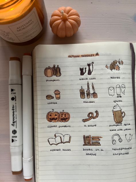 autumn, journaling, pumpkins, coffee, books, black cats, headphones, rain, romanticize the life Romanticize The Life, Autumn Journaling, Autumn Bullet Journal, Autumn Journal, Bullet Journal October, Journal Inspiration Writing, Bullet Journal Ideas Templates, Coffee Books, Bullet Journal Mood Tracker Ideas