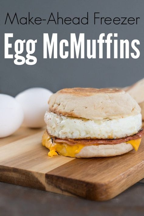 Make Ahead Egg Mcmuffin Recipe, Make Ahead Egg Mcmuffin, Make Ahead Mcmuffins, Make Ahead Road Trip Food, Make Ahead Eggs, Freezer Eggs, Egg Mcmuffin Recipe, Sausage And Egg Mcmuffin, Sausage Mcmuffin