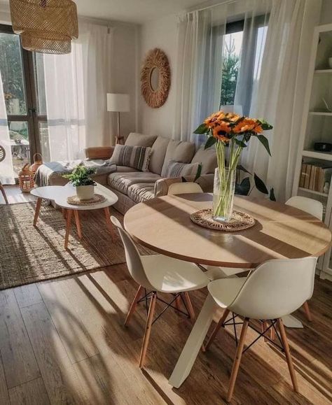 Living Room Dining Room Combo, Apartment Living Room Design, Dining Room Combo, Small Living Room Decor, 아파트 인테리어, Home Design Living Room, Apartment Decor Inspiration, Home Alone, Decor Home Living Room