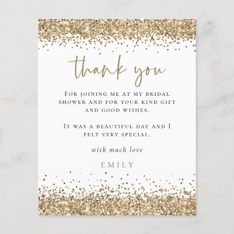 Budget Gold Glitter Script Bridal Shower Thank You  Zazzle Invitation Frames, 21st Party, Forty Birthday, Invitation Fonts, Quinceanera Party, Glitter Photo, Engagement Ideas, Glitter Wedding, Formal Invitation