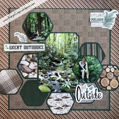 Adventure Scrapbook Layouts – Karyn Crops Camping Scrapbook Layouts, Camping Scrapbook, Scrapbooking Retreats, Unique Scrapbooks, Scrapbook Design Layout, Travel Scrapbook Pages, Vacation Scrapbook, Creative Memories Scrapbooking, Scrapbook Layout Sketches