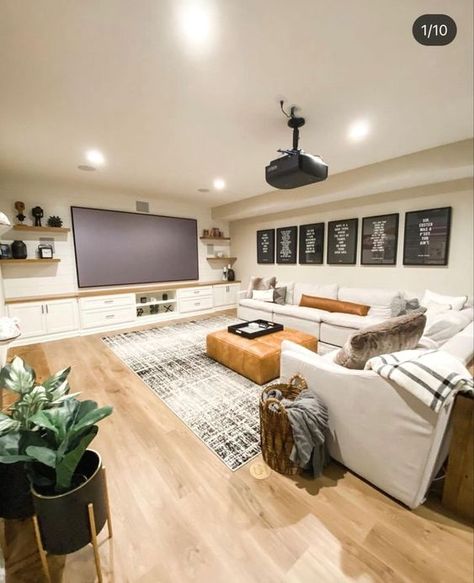 Top 10 Basement Trends for 2024 - Nikki's Plate Basement Trends, Basement Tv Rooms, Basement Decoration, Contemporary Basement, Ruang Tv, Dream Basement, Tv Area, Basement Furniture, Basement Layout