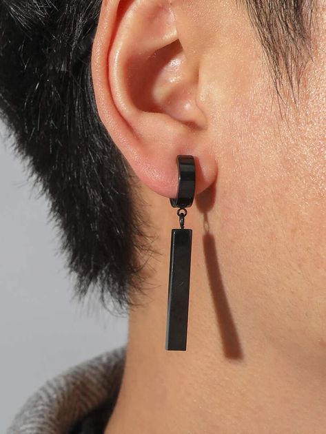 Men Geometric Drop Earrings | SHEIN USA Men's Piercings Ears, Black Earrings Men, Men's Piercings, Long Silver Earrings, Bts Inspired Outfits, Ear Cuff Earings, Mens Accessories Jewelry, Ear Cuffs, Men Earrings