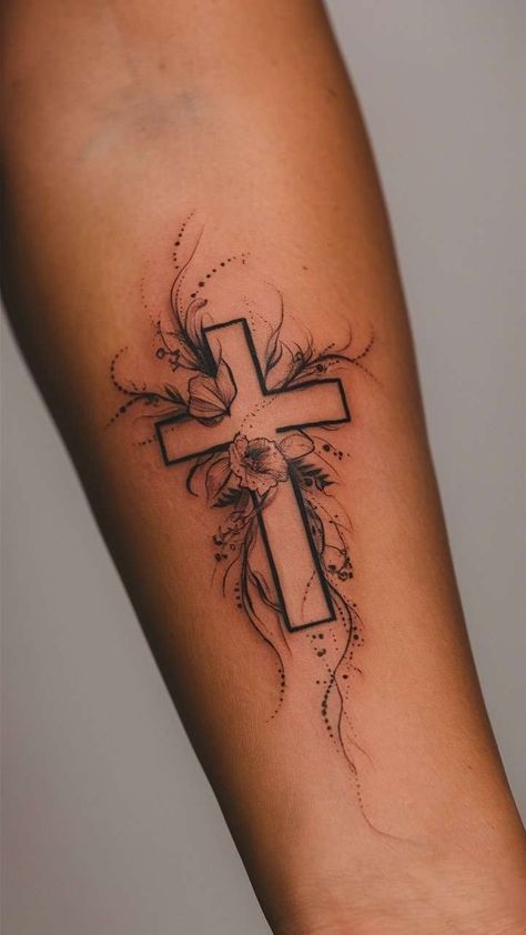 25+ Tiny Cross Tattoos for Women That Are So Cute Arm Unique Tattoo, Girly Memorial Tattoos, July Birth Flowers Tattoo, Oceans Where Feet May Fail Tattoo, Back Tattoo For Women Elegant, Faith Over Fear Tatoos, You Gave Me Life Tattoo, Flower Tattoos With Cross, Cute God Tattoos For Women