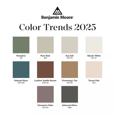 Benjamin Moore Unveils Its 2025 Color Trends Palette Cinnamon Slate, 2025 Color Trends, Trending Paint Colors, House Color Palettes, Trends 2025, Paint Colors Benjamin Moore, Benjamin Moore Colors, Best Paint Colors, Benjamin Moore Paint