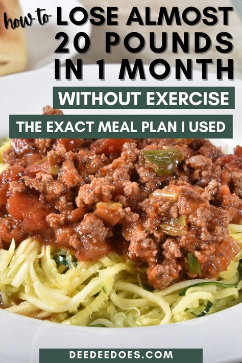 Here's how to lose almost 20 pounds in 4 weeks without exercise. This is the exact meal plan I used to shed the pounds while eating snacks, dessert and 3 meals a day! I Lost 20 Pounds, 20 Pounds In A Month, 1200 Calorie Diet Meal Plans, Lost 20 Pounds, Weight Watchers Meal Plans, Family Meal Planning, Healthy Meal Plans, Lose 50 Pounds, Lose 20 Pounds