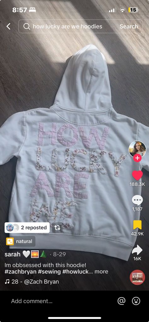 Homemade Tshirts Designs, How Lucky Are We Hoodie Diy, Hobby Lobby Hoodie Diy, How Lucky Are We Sweatshirt Diy, Diy Embroidery On Hoodie, Diy Hobby Lobby Sweatshirts, Patchwork Hoodie Aesthetic, How Lucky Are We Hoodie, Diy Hoodies With Friends