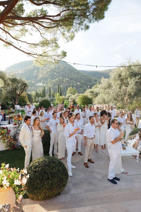 Guests Wear White Wedding, All White Wedding Attire For Guest, All White Hamptons Party, All White Welcome Party Outfits, Hamptons Cocktail Party, Wedding Guests Wearing White, Engagement Party All White, White Guests Wedding, Tommy Bahama Wedding