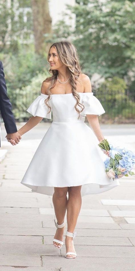 Short Summer Wedding Dress, Wedding Dresses For Petite Brides, Wedding Dresses For Petite, Short Ivory Wedding Dress, Beach Boho Wedding Dress, Western Style Wedding Dress, Midnight Cinderella, Short Bridal Gown, Simple Wedding Dress Short