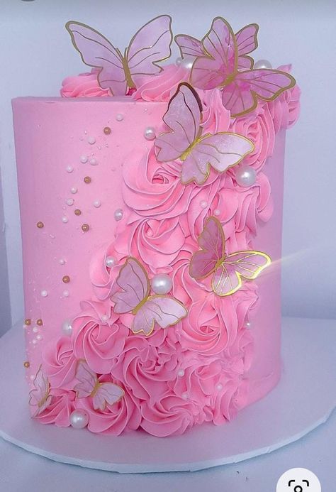 Butterfly Barbie Cake, Pink Birthday Cake For Girls Kids, Cake Ideas For 14th Birthday Girl, Pink Princess Birthday Cake, Barbie Cake Ideas Birthdays, Barbie Themed Birthday Cake, Spongebob Treats, Pink Barbie Cake, Birthday Cake Wishes