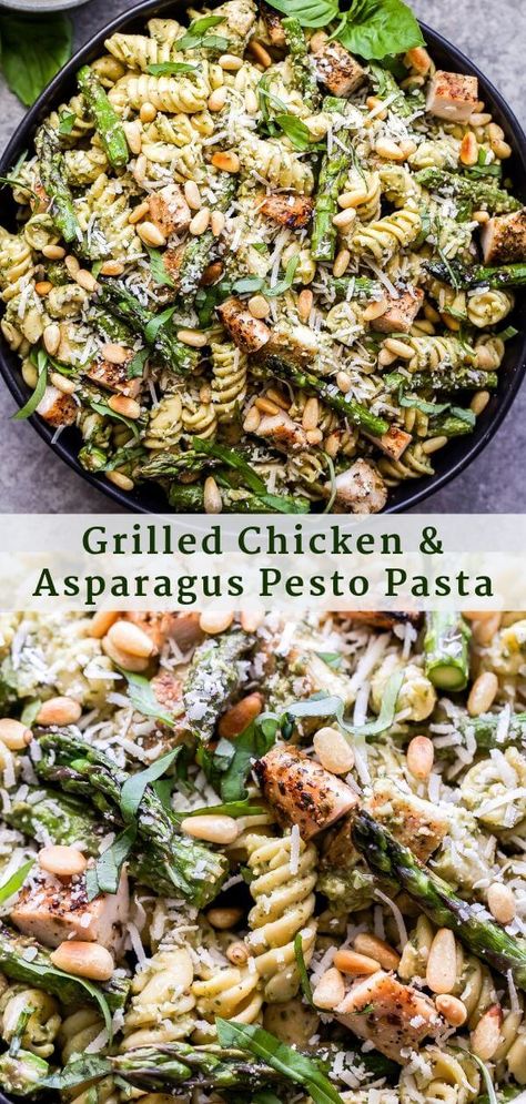 Grilled Chicken And Asparagus, Asparagus Pesto Pasta, Chicken Asparagus Pasta, Chicken And Asparagus, Resep Pasta, Pasta Al Pesto, Pesto Pasta Recipes, Pasta Chicken, Resep Salad