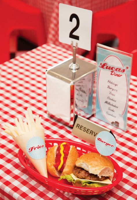 Kara's Party Ideas 10 Unique 4th of July Party Ideas | Kara's Party Ideas 1950s Party Ideas, Grease Theme, Grease Party, 50s Theme Parties, Sundae Cupcakes, Sock Hop Party, 80s Birthday, 1950s Diner, Rockabilly Party