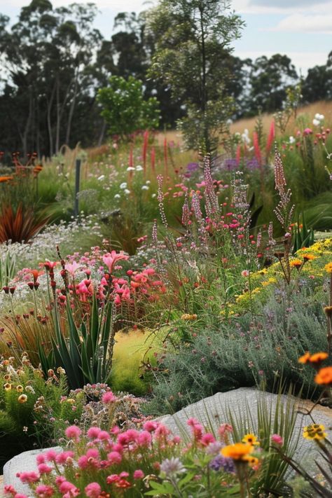 Native Garden Designs are a beautiful and sustainable choice for any landscape! 🌿🏞️ Featuring indigenous plants and eco-friendly layouts, these designs are a delightful blend of nature and local beauty. Quick to cultivate and bursting with natural charm, Native Garden Designs are perfect for creating a vibrant and resilient garden. Indulge in this eco-friendly twist on traditional gardening today! 🌱✨ #NativeGardenDesigns #SustainableLandscaping #EcoFriendlyGardening #LocalFlora Native Plant Landscape, Australian Garden Design, California Native Garden, Australian Native Garden, Front Garden Landscape, Drought Tolerant Landscape, Courtyard Gardens Design, Front Garden Design, Australian Garden