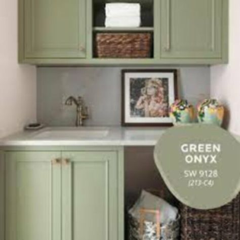 Clary Sage Paint, Sherwin Williams Clary Sage, Green Onyx Kitchen, Sage Palette, Sage Paint, Svelte Sage, Onyx Kitchen, Colonial Modern, Sherwin Williams Green