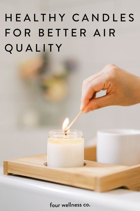 Healthy Candles For Better Air Quality | Wellness Tips - Did you know that, despite their warm glow, pleasant scent and feel-good vibes, most scented candles are an unhealthy source of indoor air pollution? Click to learn how to choose healthier candles to improve the air quality in your home. | Non-Toxic Candles | Non-Toxic Living | Beeswax Candles | Healthy Lifestyle | Four Wellness Co. #healthcoach #wellnessbusiness #healthyliving #cleanair #candles Healthy Candles, Nontoxic Candles, Chemical Free Cleaning, Focus Your Mind, Eco Friendly Candles, Indoor Air Pollution, Eco Friendly Living, Decor Trends, Air Pollution