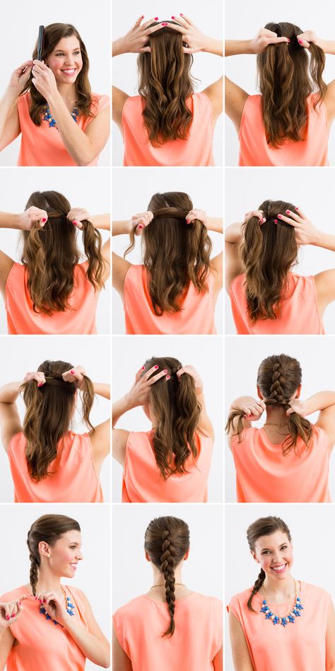 Braiding 101: Fishtail, French and Dutch Inside-Out Braids, Oh My! via Brit + Co. French Braids Black Hair, French Braid Short Hair, How To French Braid, French Braids Tutorial, Dutch Braid Hairstyles, Braiding Your Own Hair, Braid Hairstyle, Peinados Recogidos, Hair Tutorials Easy