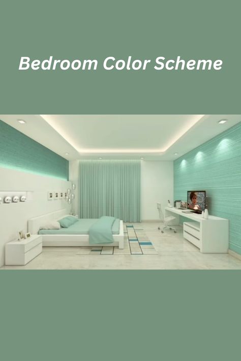 When selecting your bedroom color scheme, consider the mood you want to set. Soft pastels like lavender or mint green create a calming atmosphere, while bold colors like red or black add drama and energy to the room. Think about how different colors will coordinate with your furniture, bedding, and decor. You may choose to have one dominant color with accents of complementary hues or use multiple shades of the same color for a monochromatic look. Mint Color Combinations, Mint Color Room, Bedroom Color Schemes Green, Room Color Ideas Bedroom, Bedroom Color Scheme Ideas, Living Room Tv Cabinet Designs, Lime Green Bedrooms, Colour Combinations Interior, Color Scheme Ideas