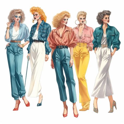 80s Fashion Drawing, 80s Outfits Women 1980s, 80s Catalog, Retro 80s Outfits, 80s Fashion For Women 1980s Outfits, Retro Outfits 80s Style, 80s Outfits Women, Women Editorial, 1980s Outfits