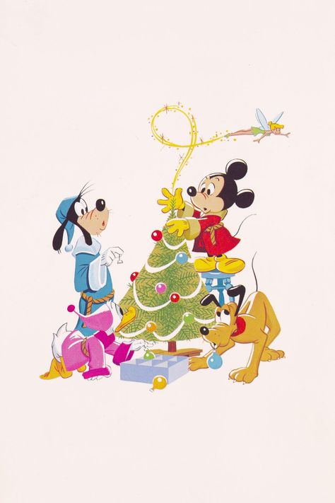 Disney Christmas Wallpaper, Disney Christmas Cards, Vintage Disney Christmas, Christmas Card Book, Painted Illustration, Cartoon Disney, Disney Artists, Season Greetings, Xmas Wallpaper