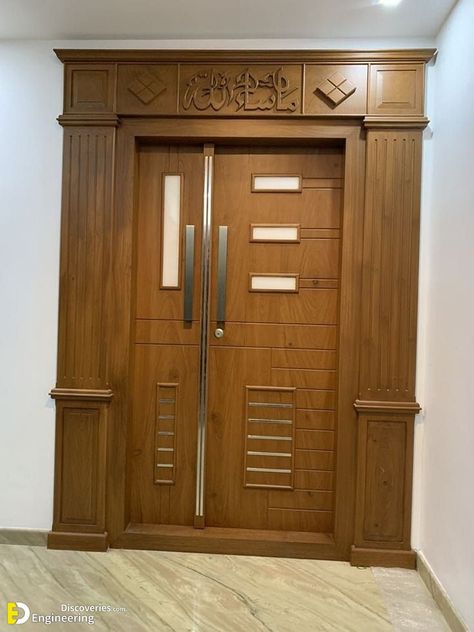 Darwaja Design Wood, Main Wooden Door Design Entrance, Ply Door Design Modern, Front Double Door Design Wood Modern, Wooden Main Double Door Design, Main Door Design Modern Front Entry, Wooden Double Front Doors, Main Door Design Photos, Door Design Ideas