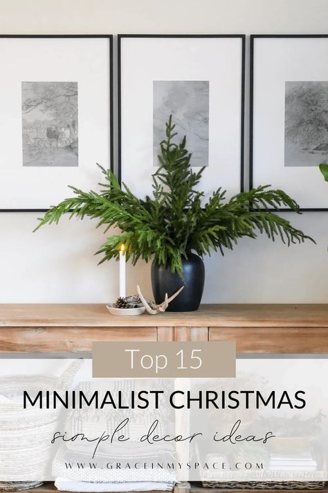 These are the top 15 minimalist Christmas decor ideas that keeps your minimalist heart at ease, while enjoying the holiday spirit! #minimalistdecor #minimalistchristmas #christmasdecor #christmas #fromhousetohaven #christmasdecorating #minimaldecorideas #christmasdecorideas Modern Christmas Decor Ideas Living Room, Holiday Decor Ideas For The Home, Modern Holiday Decor Living Room, Minimalist Christmas Party Decor, Table Decorations For Home Christmas, Christmas Decor Contemporary, Christmas Decor Ideas No Mantle, Ultra Modern Christmas Decor, Small Table Decor Christmas