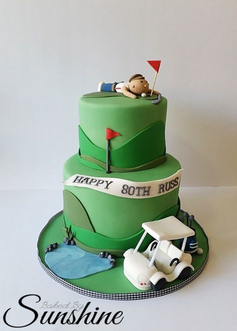 Golf Birthday Cakes Surprise Golf Themed Cake For An 80th Birthday Golf Cake - davemelillo.com Birthday Cake For Men Easy, Golf Grooms Cake, Golf Themed Cakes, Green Birthday Cakes, Golf Birthday Cakes, Golf Birthday Gifts, Golf Party Decorations, Golf Cake, 70th Birthday Cake