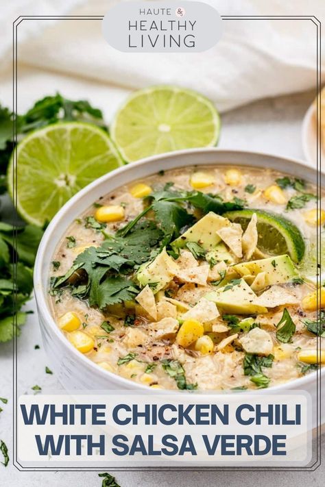 White Chicken Chili With Salsa, Chicken Chili With Salsa Verde, Chili With Salsa, Easy White Chicken Chili, Slow Cooker White Chicken Chili, Chicken Chili Verde, Chicken Verde, White Chicken Chili Slow Cooker, Slow Cooker Salsa