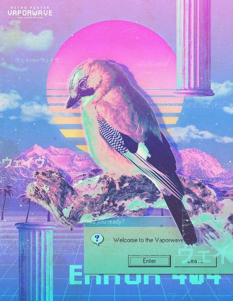 Vaporwave - Retro Poster Photoshop Action Tropical Vaporwave, Vaporwave Graphic Design, Vaporwave Collage, Y2k Dreamcore, Retro Wave Aesthetic, 80s Vaporwave Aesthetic, Y2k Aesthetic Art, Vaporwave Poster, Vaporwave Design