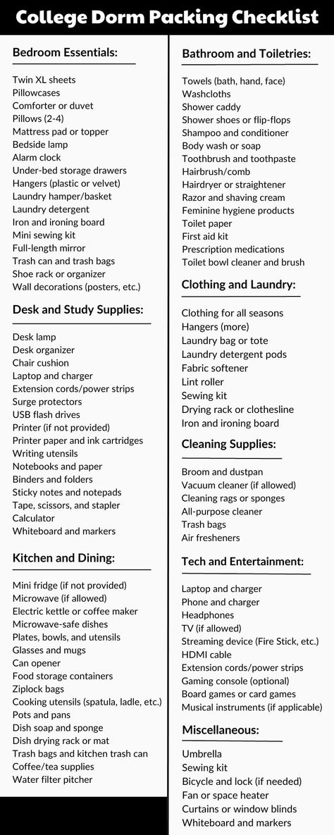 College Dorm Room Checklist Freshman College Dorm Checklist, Men College Dorm Ideas, Collage Essentials Dorm Room, College Dorm Room Essentials Freshman Year, Dorm Room Checklist Freshman Year Boys, Dorm Checklist For Girls Freshman Year, College Dorm Room Essentials List, Dorm Room Essentials List For Guys, College Room Checklist