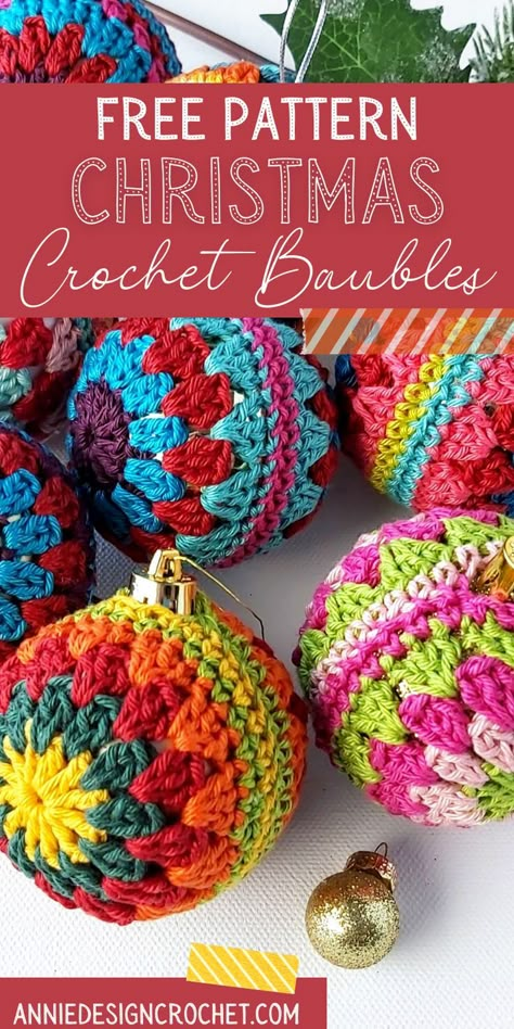 Crochet Christmas Baubles, Crocheted Ornaments, Anchor Crafts, One Skein Crochet, Crochet Christmas Ornaments Free, Crochet Ornament Patterns, Crochet Ball, Crochet Christmas Gifts, Crochet Xmas