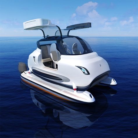 jet capsule reveals multifunctional 'linux' vehicle for water,land+sky mobility Jet Capsule, Speed Boats Racing, Yacht Aesthetic, Electric Boat, Cool Boats, Jet Boats, Boat Race, Yacht Boat, Super Yachts