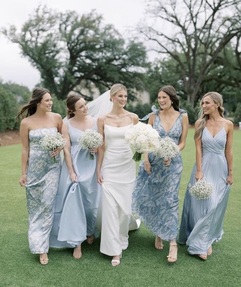 New England Bridesmaid Dresses, Beach Bridesmaid Dresses Blue, Marian Blue Wedding, Small Bridal Party Mismatched Dresses, Multi Blue Bridesmaid Dresses, Lilac And Blue Bridesmaid Dresses, Blue And Green Summer Wedding, White And Blue Bridesmaid Dresses, Dusty Blue Mismatched Bridesmaids