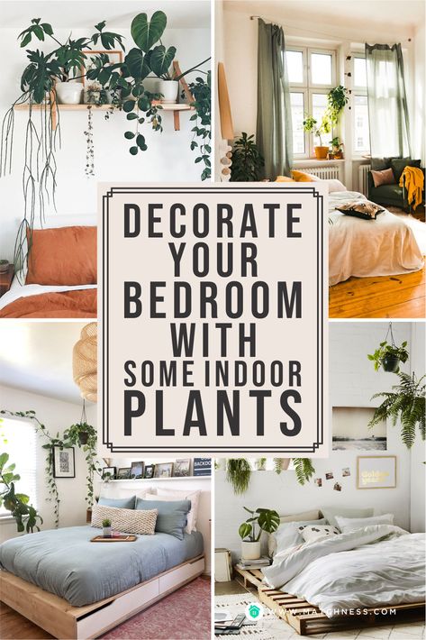 There will be some varied ways that you can do to create such a warm and comfortable bedroom decoration. From all of the choices, you can have it with greenery. Providing the indoor plants won’t be only for the living room or other public spaces you have in your house. #indoorplant #bedroomgreenery #bedroomdecoration #indoorgreenery Plant Decor In Bedroom, How To Style Plants In Bedroom, Bedroom Decor Ideas With Plants, Bedrooms With Plants Aesthetic, Plant Core Bedroom, Small Plant Room Ideas, Bohemian Bedroom Plants, Plant Ideas For Bedroom, Bedroom Plants And Greenery Ideas