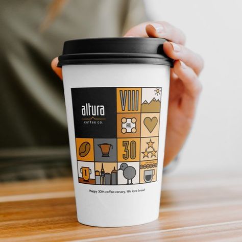 Altura Coffee reached out to the coffee fiends at @whiterabbitnz to create a special edition Coffee Cup design to celebrate their 30th anniversary in NZ. Fueled by many coffees a day, the design team were stoked to create custom illustrations representing Altura’s accolades and show off the uniqueness of this Kiwi brand in their celebratory design. Custom Coffee Cup, Coffee Cup Design Art, Cup Art Design, Design Coffee Cup, Design Cup, Coffee Cup Designs, To Go Coffee Cup Design, Design Mug, Branded Coffee Cups