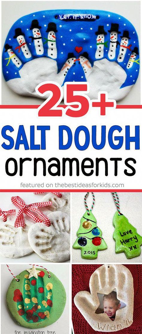 Over 25 of the best salt dough ornament ideas for kids! So many fun ideas including snowman, christmas tree, handprint, fingerprint, olaf and more! Such fun kids craft to make as Christmas gifts! #saltdough #saltdoughornaments #christmas #christmasideas #christmasforkids via @bestideaskids #christmascrafts Dough Ornament Ideas, Salt Dough Ornament Ideas, Diy Gifts For Christmas, Salt Dough Ornament, Baby Christmas Crafts, Salt Dough Christmas Ornaments, Best Salt, Handprint Ornaments, Salt Dough Ornaments